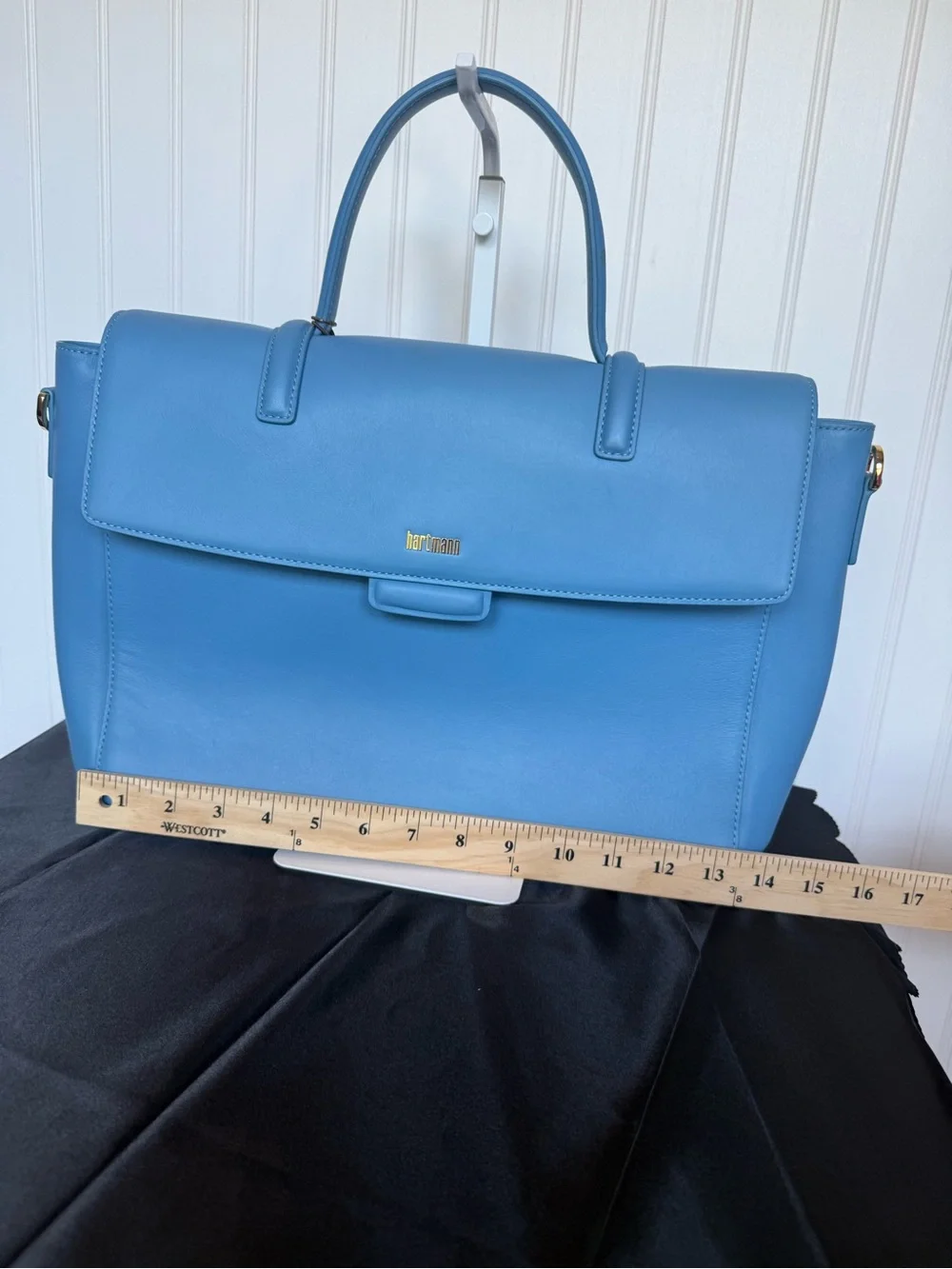 Hartmann Noviana Blue Leather Shoulder Bag Satchel with Crossbody Strap NWOT